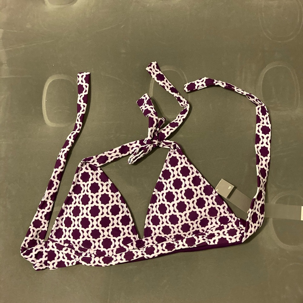 JC Penny Medium Purple and White Bikini Top